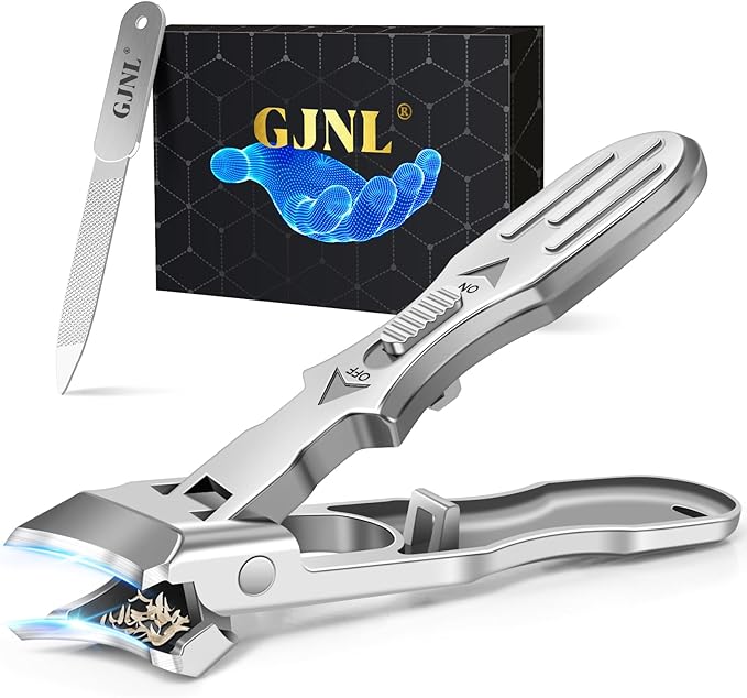 Ingrown Toenail Clippers - Wide Jaw Opening Anti-Splash Slanted Nail Clippers with Catcher, Heavy Duty Ingrown Toenail Clippers Nail Cutters, Ultra Sharp Slanted Nail Clippers with Long Handle