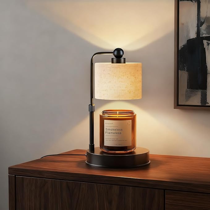 Candle Warmer Lamp with Timer ,Dimmable Candle Wax Warmer, Height Adjustable Electric Candle Lamp Warmer with 2 Bulbs, Birthday Gifts for Women Mom House Warming,Vintage Home Decor for Bedroom
