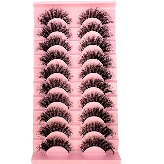 HBZGTLAD Soft Mink Eyelashes 3D Curl Winged End Eye Elongated Fake Lashes Thick Handmade Natural False Eyelash Messy Cross Lash Wholesale (WF09#)