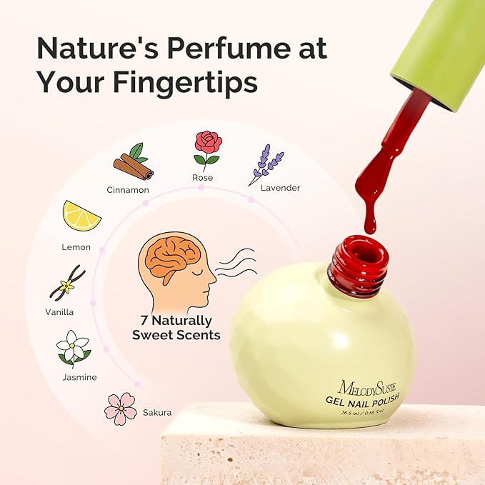 MelodySusie Highly Pigmented Gel Nail Polish Set, 0.56 fl.oz Tilt-and-Stand Bottle, HEMA Free Plant-Based Formula, 6 Colors Classic Kit, Soak Off UV LED Manicure Kit Gift Box(White, Black, Dark Red)
