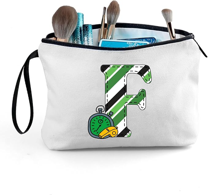ARIOSEY Soccer Gifts Personalized Soccer Ball Cosmetic Bag for Purse Birthday Inspirational Gifts for Girls Women Team Coach Mom Stuff Travel Organizer-F