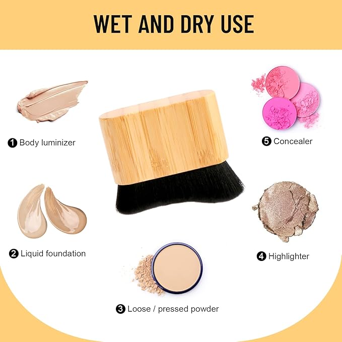 Self Tan Brush By Yoseng - Self Tanning Brush Applicator- Kabuki Brush for Body, Foundation Brush Makeup Brush for Fake Tan,Sunscreen Brush for Best Self Tanner for Face and Body(Bamboo)