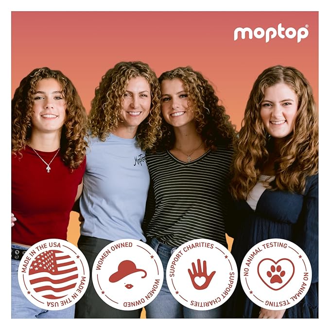 MopTop Lightweight Curly Hair Shampoo and Conditioner Set – Gentle Shampoo + Light Conditioner, Reduces Frizz & Restores Dry Damaged Hair, Sulfate & Paraben Free – Wavy, Curly, Coily, Kinky (Set of 3)