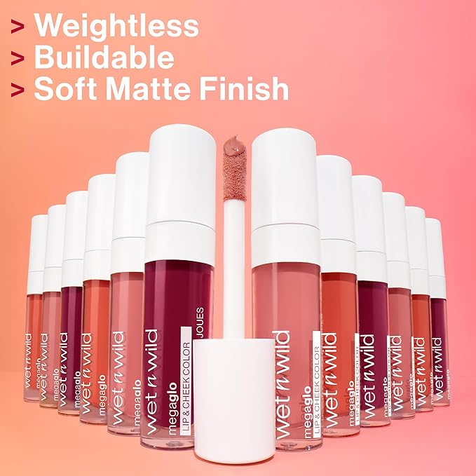 wet n wild Mega Glo Lip & Cheek Color, Creamy Berry Stain, Buildable Multi-Use Soft Matte Finish, Vegan & Cruelty-Free - Berry True