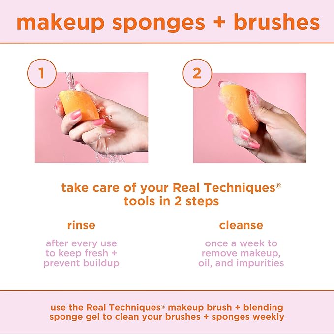 Real Techniques Endless Summer Makeup Brush Kit, Face Brushes, For Foundation, Powder, Highlight, Contour, & Bronzer, Inlcudes Tanning Mitt, Premium Quality, 6 Piece Set