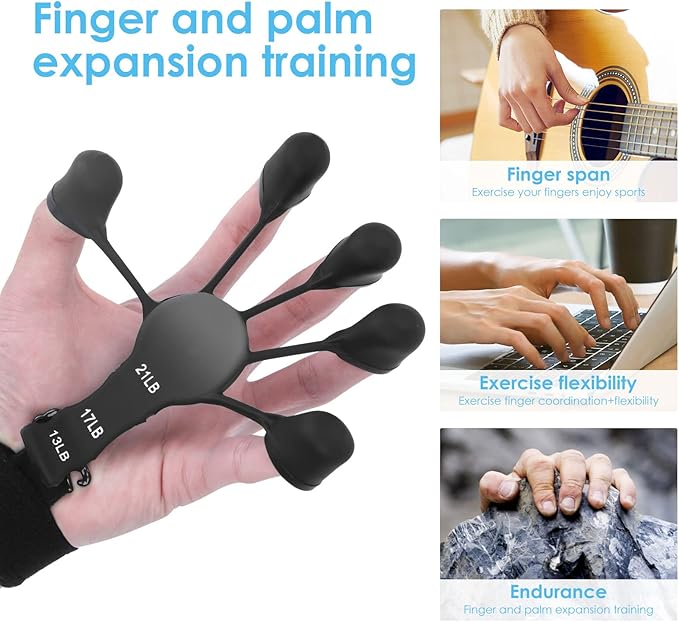 Gripster,Finger Strengthener and Grip Strength Trainer,Finger Exerciser,Vein Grip,Forearm 6 Level