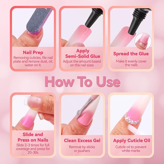 Makartt Hema-Free Semi Solid Nail Glue, New Super Strong Nail Glue for Press On Nails, No UV/Led Lamp Needed, Air-Dry 20s, Fake Tips Adhesion, Upgraded Nail Glues DIY Home Salon Manicure 10ml