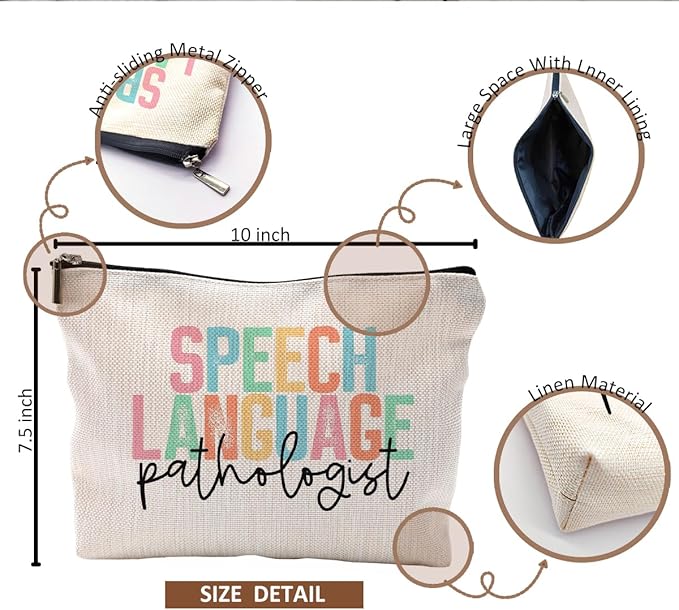 QGFM Speech Language Pathologist Gifts Makeup Bag for Women, SLP Gifts for Speech Language Pathologist, Speech Therapist Gifts, LP Appreciation Gifts, Speech Therapy Makeup Cosmetic Bag for Purse