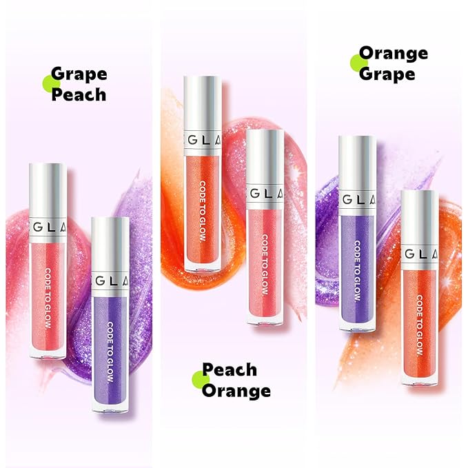 Glam Code Lip Gloss Set – Color-Changing Lip Gloss for Daily Glow – Glossy Lip Oil with Vitamin E & Shea Butter for Deep Hydration Lightweight, Non-Sticky & Sensitive Skin Friendly