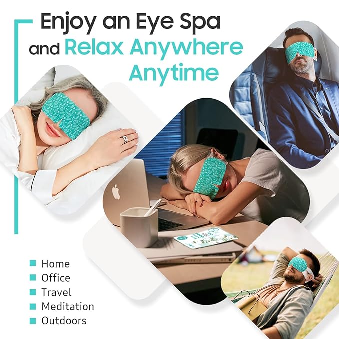 BeHoomi 20 Packs Steam Eye Mask, Heated Eye Mask Warm Compress for Eyes, Disposable Self Heating Steam Mask Sleep, Spa, Travel Essentials & Relaxation Gifts for Women, Stocking Stuffers (Unscented)