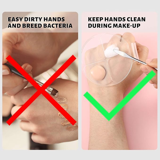 2 Pieces Hand Makeup Mixing Palette Handheld Palette