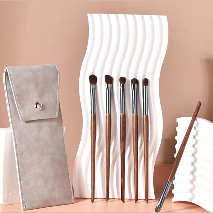 SHELWIN Eyeshadow Makeup Brushes Set with Case 6 PCS Soft Synthetic Hairs Eye Makeup Brushes for Blending Eyebrow Eyeliner Eyeshadow (Wood)