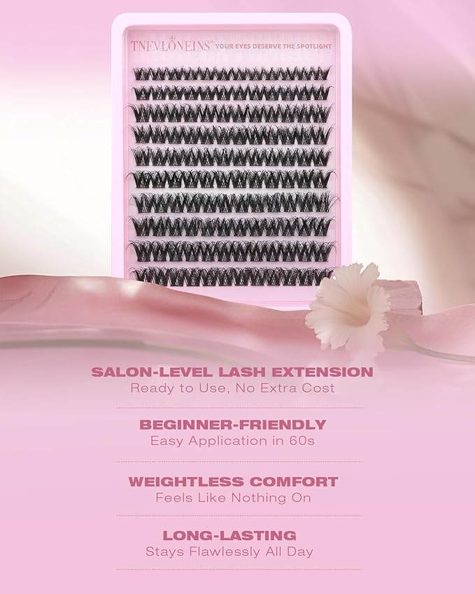 TNFVLONEINS Wispy Lash Clusters Spider Natural Eyelash Clusters Fluffy Clusters Eyelash Extensions Flora 10-18MM Individual Lashes Clusters D-Curly Lash Extension Natural Look