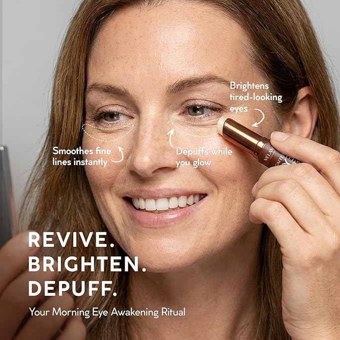 VELAMO ADVANCED Caffeine Eye Stick: Energizing & Hydrating Under Eye Balm for Dark Circles & Puffiness - Travel Essentials, Portable & Perfect for On-the-go Use, 0.1 OZ/3g