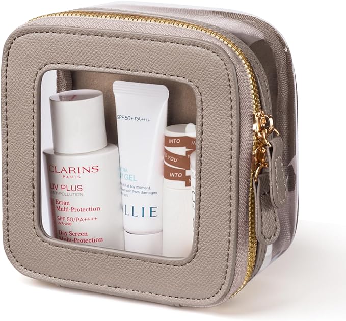 Oaque Mini Cosmetic Bag Clear Makeup Bag Small Travel Toiletry Bag with Zipper, Cute Car Cosmetic Case Transparent Makeup Pouch for Purse (Stone)