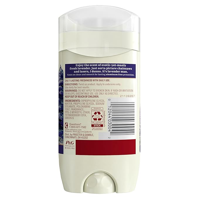 Old Spice Men's Deodorant Aluminum-Free Wilderness with Lavender, 3oz (Pack of 3)