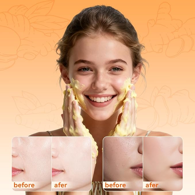 4-Piece Turmeric Skincare Set with Face Wash, Cream, Soap Bar, Bubble Net, Facial Cleanser for All Skin Types, Soothing Hydrating Formula