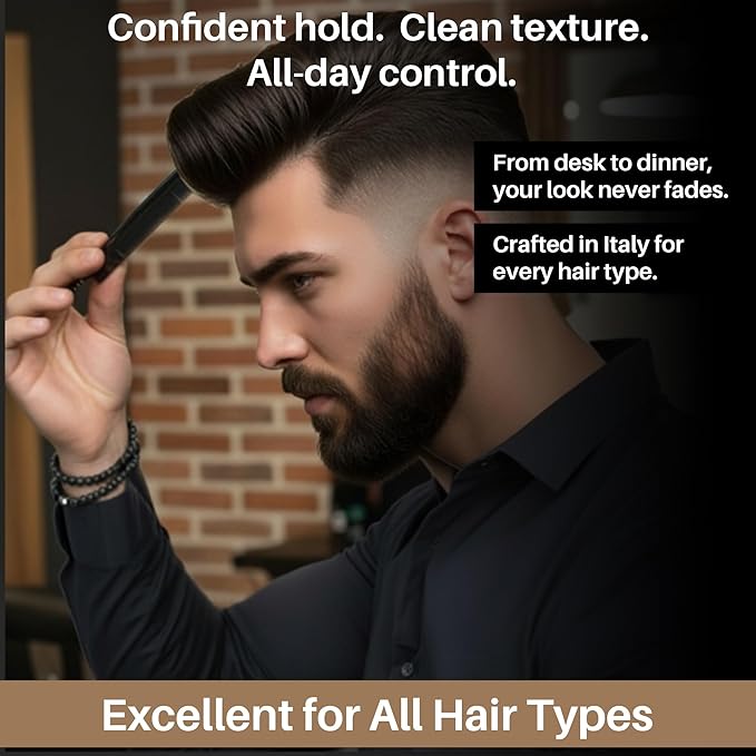 MY DE LUCA Sculpt Paste Hair Wax for Men, Water-Based Hair Wax Stick for Strong Hold Hairstyles and Dry Matte Finish Hair, Alternative to Hair Gel Stick, Alcohol Free, Made in Italy, 100 ml