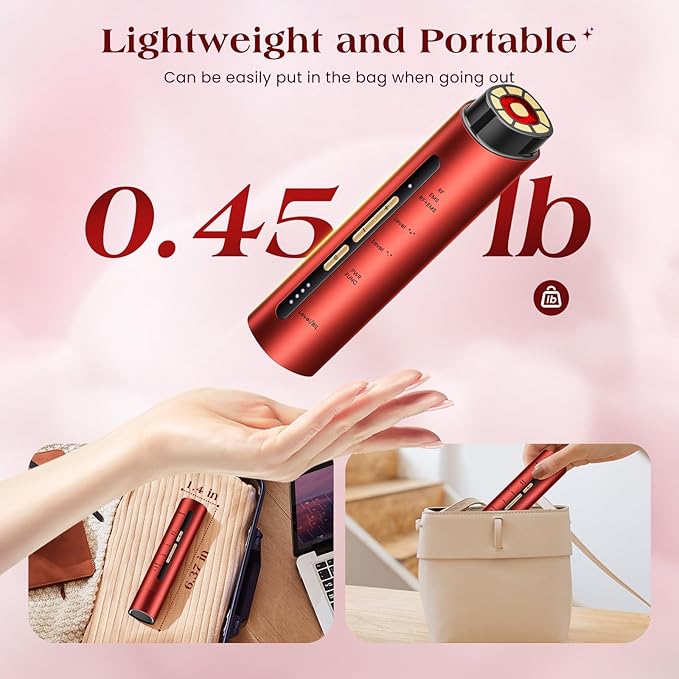 INTEO Microcurrent Facial Device, 3 Modes Red Light Therapy for Face and Neck, Skin Care Facial Massager Perfect Gifts for Women Men(Red)