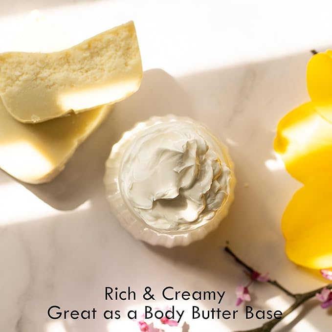 Refined Shea Butter Unscented - 100% Pure African Shea Butter for Hair & Dry Skin - Use for Soap Base, Face & Body Moisturizer, for DIY Whipped Body Butter & Lip Balm 8 oz Bar