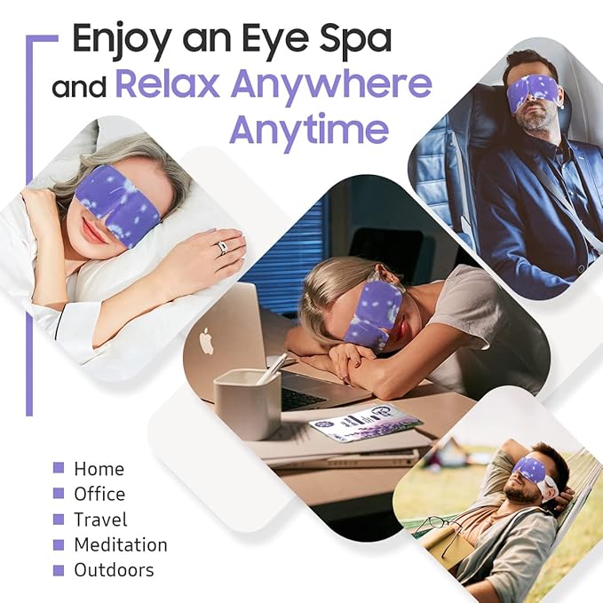 BeHoomi 30Packs Steam Eye Mask, Heated Eye Mask Warm Compress for Eyes, Self Heating Disposable Steam Mask for Home Sleep, Spa, Travel Essentials & Relaxation Gifts, Stocking Stuffers (Lavender)
