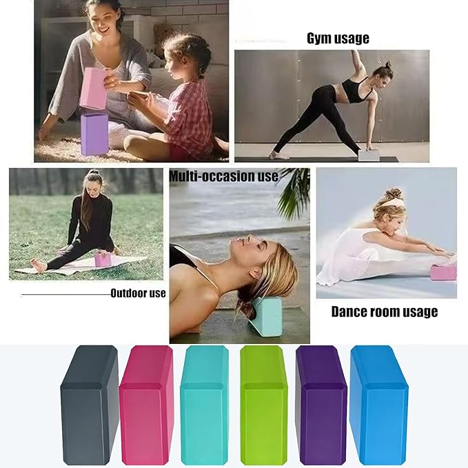 24 Pcs Foam Yoga Blocks Lightweight Non-Slip Supportive Yoga Bricks Yoga Props Accessories for Women Men, Stretching and Meditation (6 Colors)