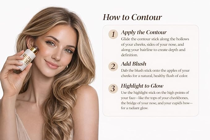 Copper Contour Collection – Cream Contour Set with Light Bronzer, Hot Coral Blush, Cocoa Copper Bronzer & Latte Gold Highlighter Vegan