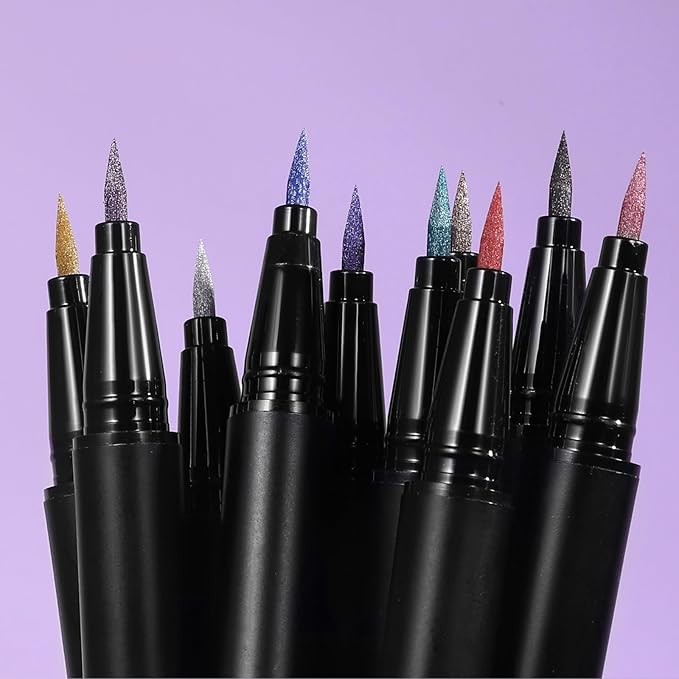 Liquid Eyeliner Pen, Waterproof Eyeliner Long-lasting Eyeliners, Metallic-Eyeliners Easy To Use, White Black Red Brown Purple Colorful Eyeliner (Red)
