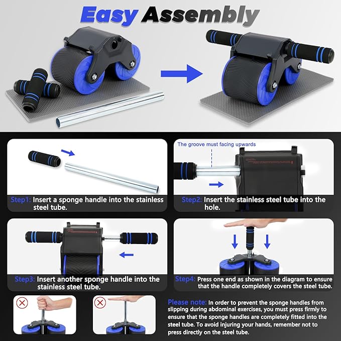 Automatic Rebound Abdominal Wheel Workout,2 Wheels