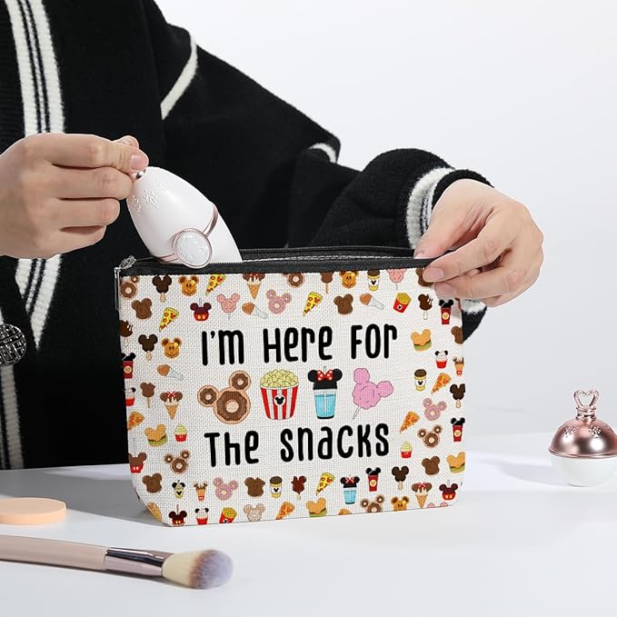 kdxpbpz Magic Kingdom Lover Gift Halloween Snacks Cosmetic Bag Snacks Bag for Travel Cute Toiletry Bag for Girls Teens Friends Makeup Organizer Zipper Pouch (for The Snacks White)