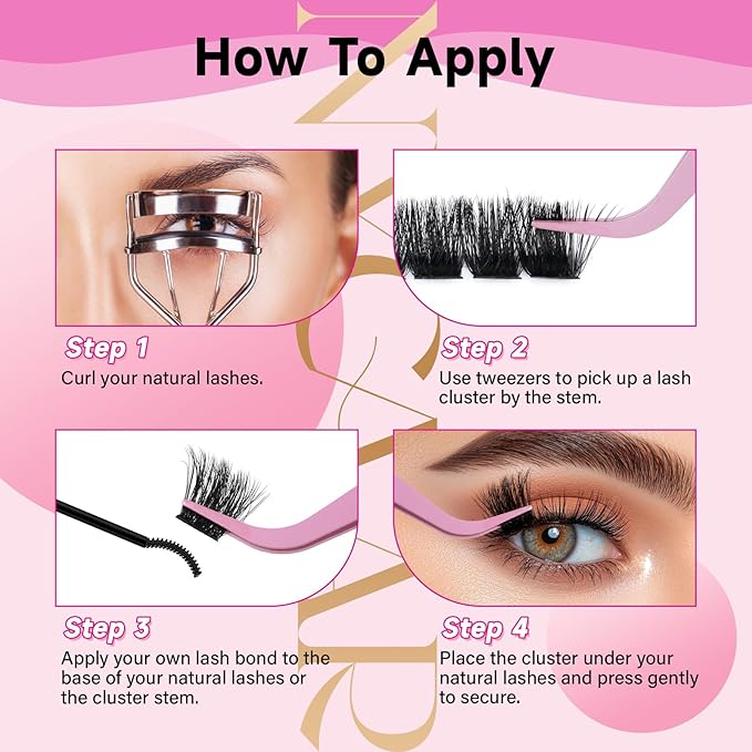 Lash Clusters 3D Effect Individual Lashes NYCAAR 154pcs 200D D Curl 9-16MIX Eyelash Clusters Wispy Lashes Fluffy Cluster Lashes Natural Soft DIY Lash Extension
