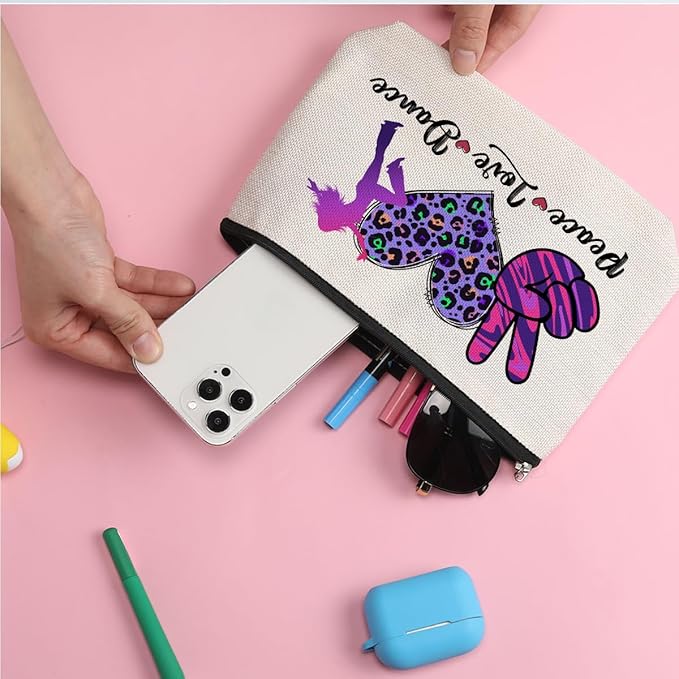 Dance Bag Dance Gifts Dance Stuff Makeup Bag Graduation Mothers Day Birthday Dance Teacher Gift Recital Gift for Women Dance Lover Coach Teacher Dancer Best Friends Daughter Sister Cosmetic Bag