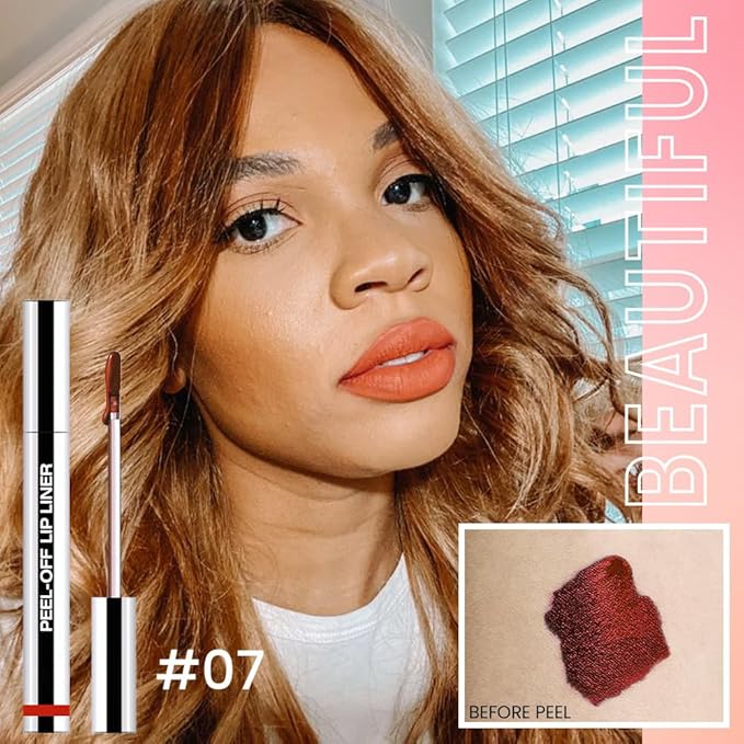 Matte Lip Gloss Stain-Peel Off Lip Liner Tattoo, Orange Red Lip Tint,Long Lasting Peel Off Lip Stain, Waterproof Transfer-proof Lip Mask Lip Liner Peel Off Lip Gloss,Stayn Lip Makeup. #07