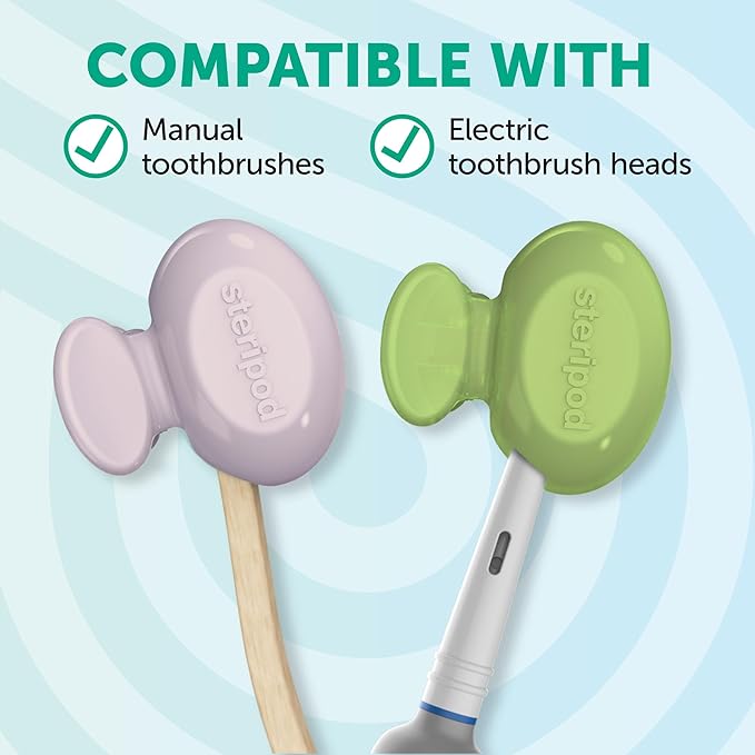 Steripod Clip-On Toothbrush Protector, Keeps Toothbrush Fresh and Clean, Fits Most Manual and Electric Toothbrushes, 1 Count