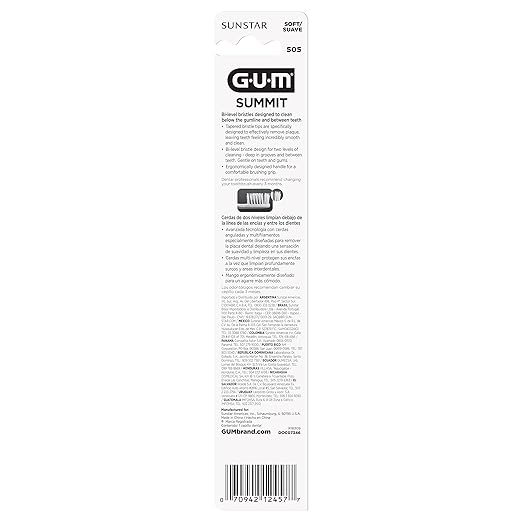 GUM Summit+ Soft Toothbrush, Ultra Fine Tapered Bristles for More Effective Plaque Removal, Extra Soft Toothbrushes for Adults, 12 Count