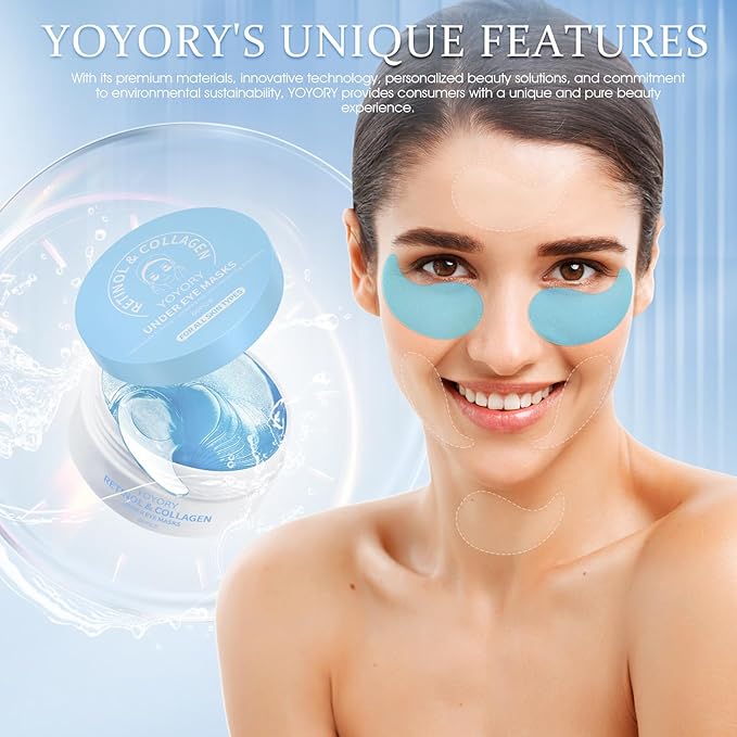 YOYORY Under Eye Patches Masks - for Dark Circles, Puffy Eyes, Fine Lines, Wrinkles, Eye Bags Treatment with Collagen and Hyaluronic Acid,Firming & Cooling, Moisturizing and Hydrating (60 Pcs) Blue