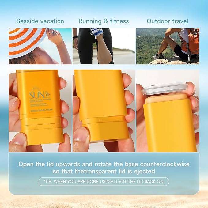 Sunscreen Stick for Face Spf50+ Sunblock Pa++++ Outdoor Water-Resistant Face & Body Solid Sunstick No Eye Irritation Travel Size 0.56 Oz (50 Uses)