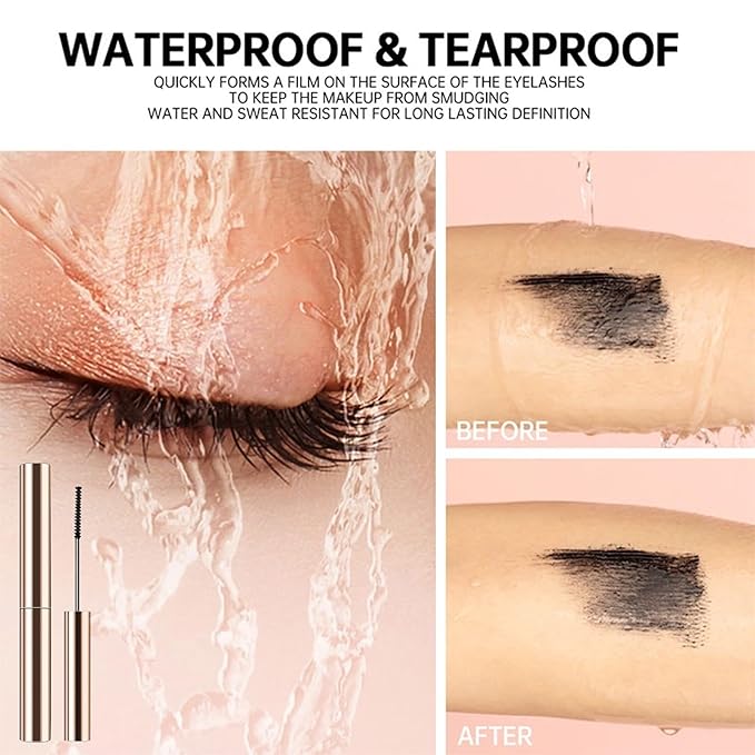 Black Mascara for Fine Short Lash & Older Women & Mulit-layered Lashes, Ultimate Length Volumizing Lower Bottom Lashes Mascara, Ultra-Precise Slim Adjustable Brush to Any Angle, Smudge-proof
