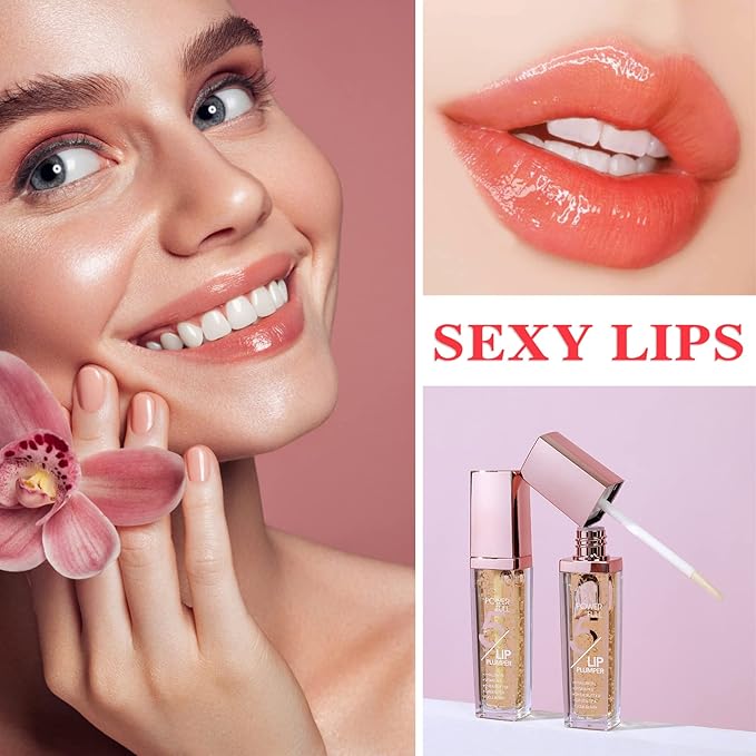 Lip Plumper Gloss,Moisturizing Lip Plumping Lip Gloss,Nourishing Lip Plump Lip Care Products,for Reducing Fine Lines and Smoothing Lips,Creating Elastic and Softer Lips