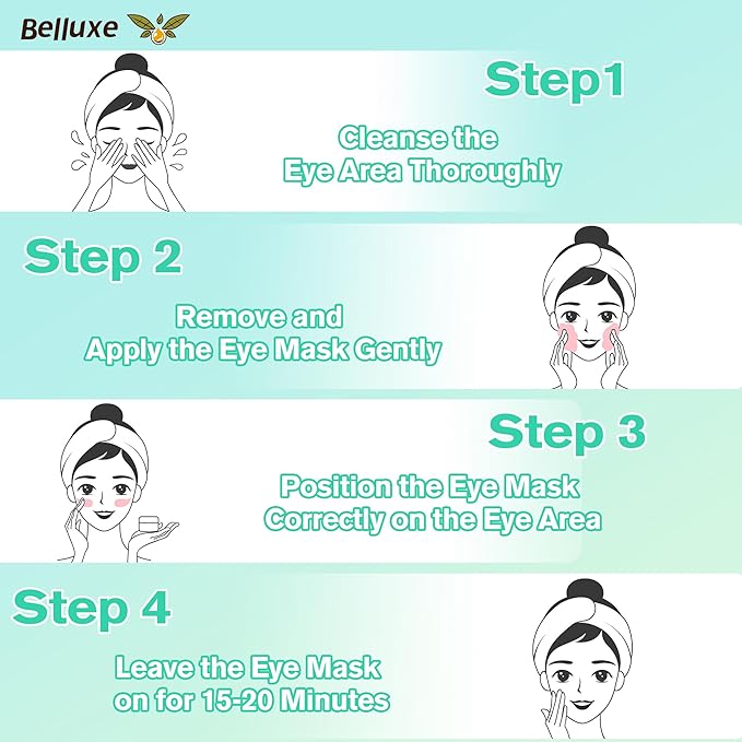 Belluxe Aloe Vera Under Eye Gel Patches - Cooling Eye Pads for Dark Circles, Soothing Puffy Eyes Treatment, Hydrating Eye Mask for Sensitive Skin