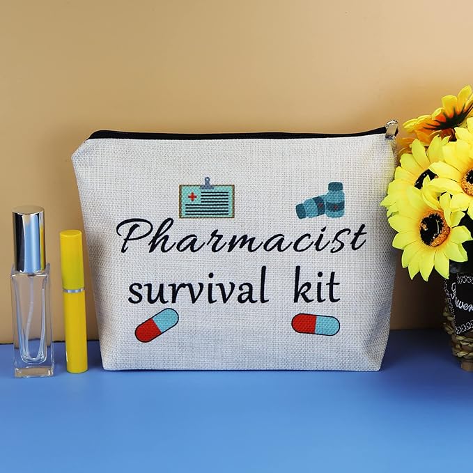 Pharmacy Technician Gifts Makeup Bag for Women Pharmacist Cosmetic Bags Case Pharmacy Tech Toiletry Bag Graduation Birthday Gift for Nurse Nursing Pharmacist Pharmacy Student RX Pharmacist Gift