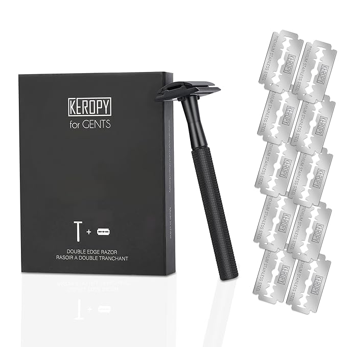 Eco-Friendly Safety Razor With 10 Premium Stainless Steel Blade Safety Razors For Men Shaving Razor, Smooth Wet Shave Experience, Gun Black