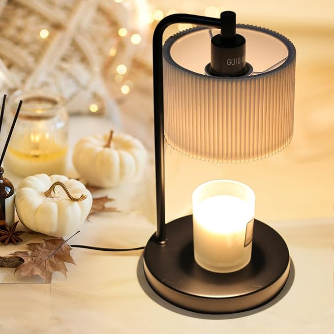Candle Warmer Lamp with Timer, Dimmable Candle Wax Warmer Electric Candle Lamp for Scented Candles with Bulbs, Christmas Gifts House Warming Gifts Home Decor(Black)