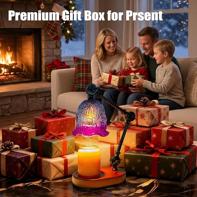 Candle Warmer Lamp, Dimmable Wax Melting Warmer with Adjustable Height, Bedroom Living Room Home Decor, Birthday Relaxation Gifts for Women (Purple1, Large)