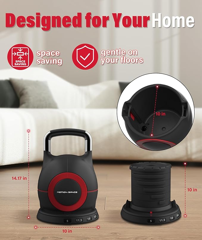 Adjustable Kettlebell 7 Weight Options Set (5-44LBs) Circular