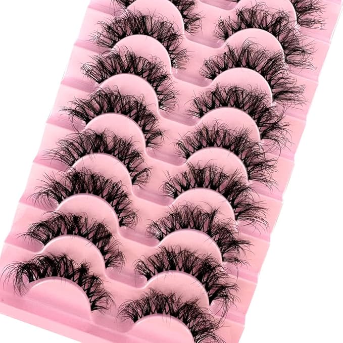 HBZGTLAD Soft Mink Eyelashes 3D Curl Winged End Eye Elongated Fake Lashes Thick Handmade Natural False Eyelash Messy Cross Lash Wholesale (LN121)