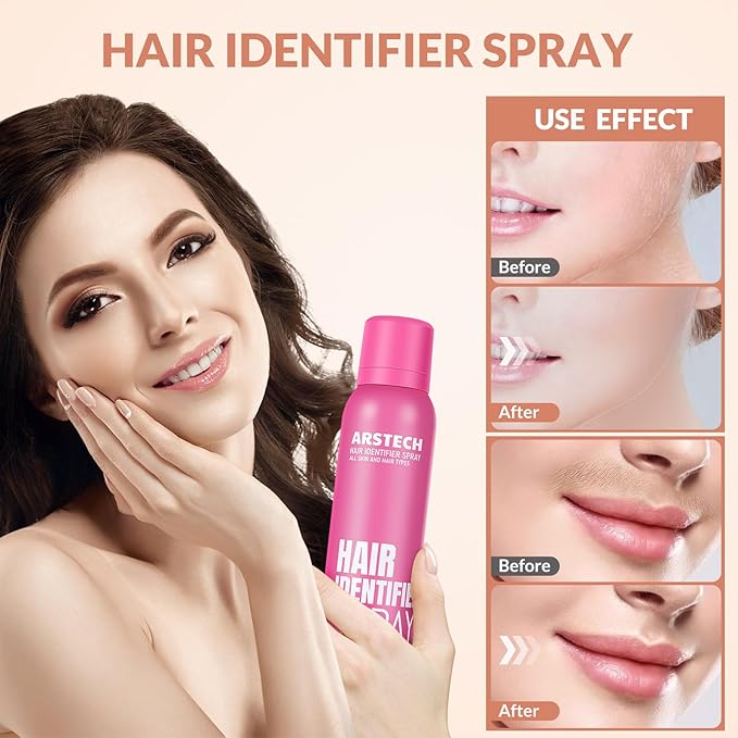 Hair Identifier Spray for Face Shaving Dermaplaning Tool 2 Pack Skin Body Dermaplaning Spray for Women with 8 Face Razor for Face Shaver Hair Removal Kit Excess Hair Dermaplane Razor for Women Face