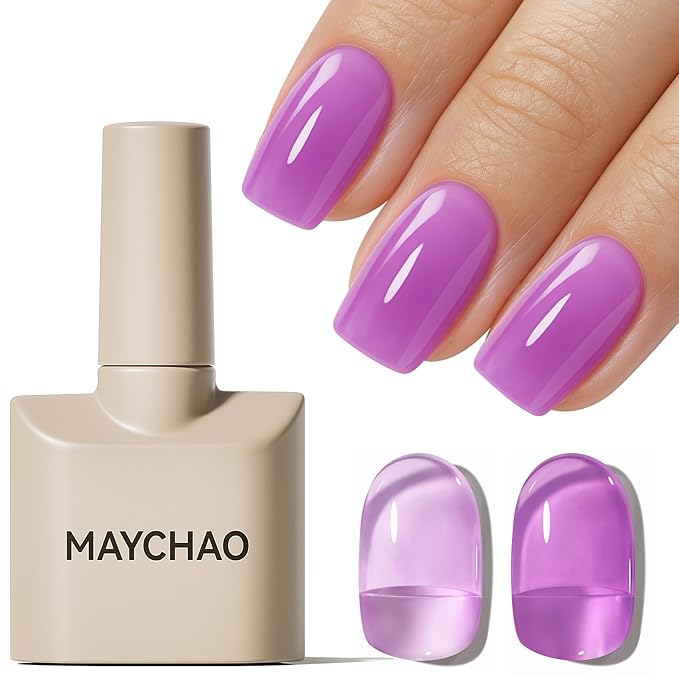 MAYCHAO 15ML Jelly Dreamy Mauve Gel Nail Polish 1Pc Transparent Purple Gel Polish Soak Off UV LED Translucent Nail Polish Nail Art Starter Manicure Salon DIY at Home, 0.5 OZ