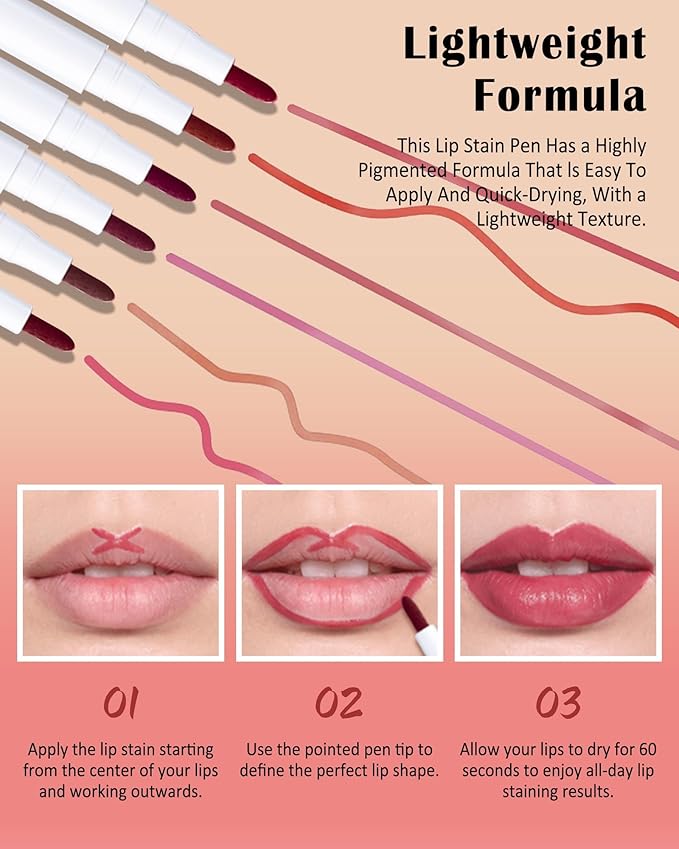 Lip Stain Marker Pen, Nude Brown Lip Liner Longlasting