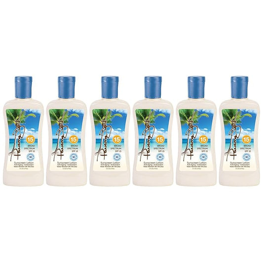 Panama Jack Sunscreen Suntan Lotion - SPF 15, Broad Spectrum UVA/UVB Protection, PABA, Paraben, Gluten & Cruelty Free, 6 FL OZ (Pack of 6)